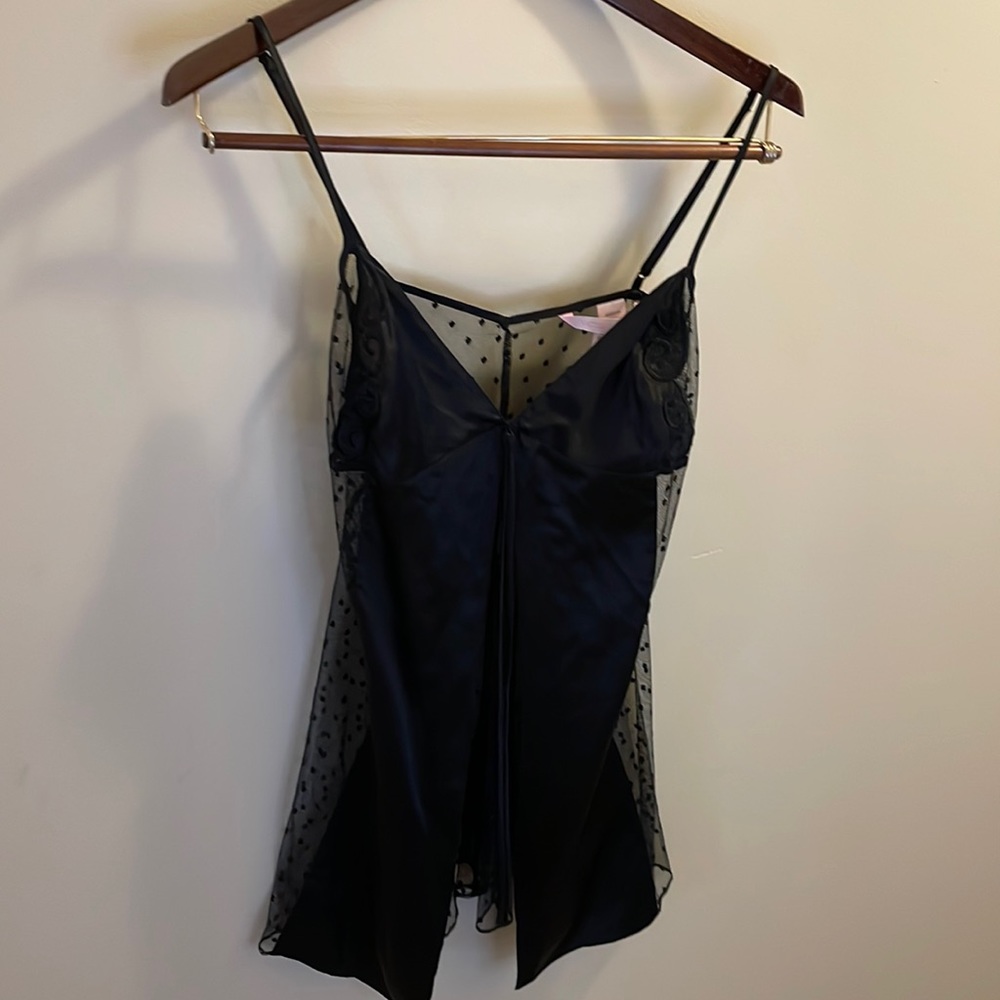 Victoria secret black lace back, open front camisole. NWT